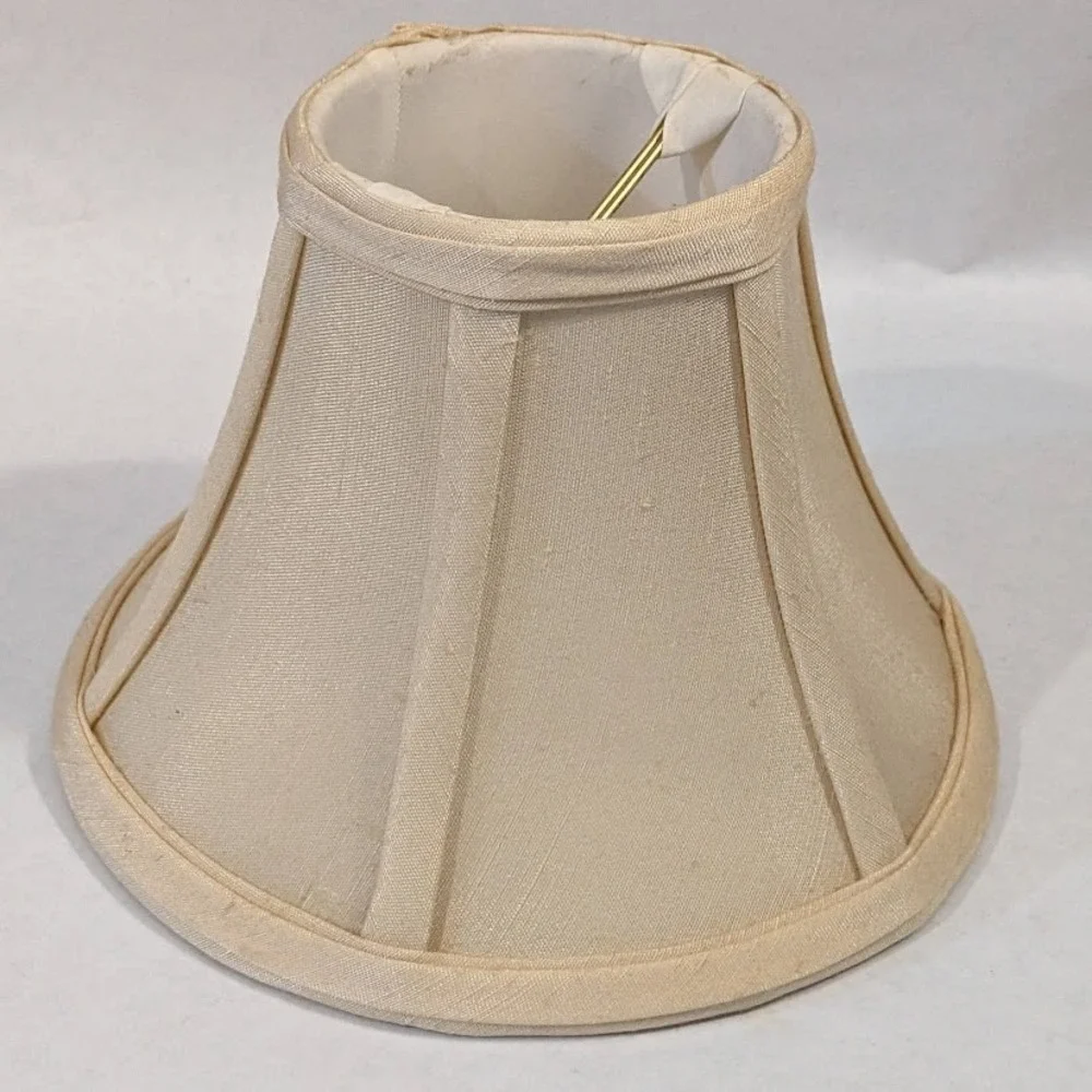 Set of 5 Cream Faux Silk Bell Chandelier Lamp Shades Clip On 5 Inch Off White